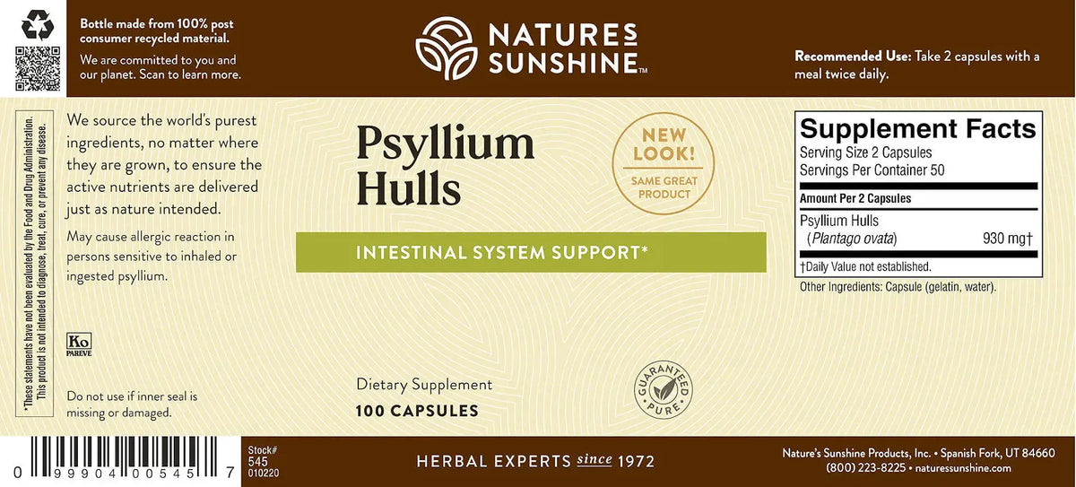 Nature's Sunshine Psyllium Hulls (100 caps)