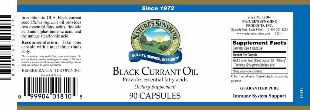 Nature's Sunshine Black Currant Oil (90 softgel caps) - Nature's Best Health Store