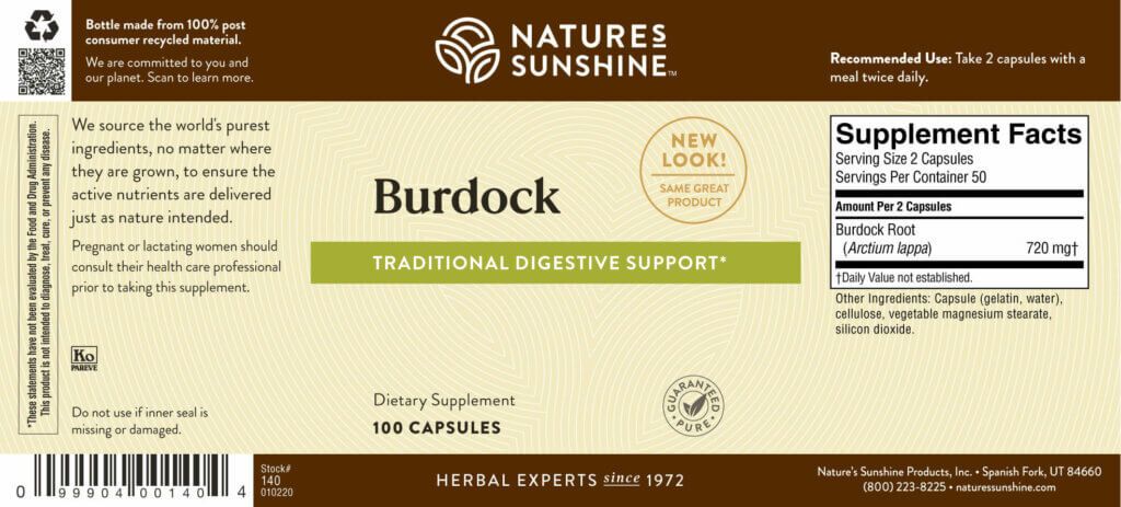 Nature's Sunshine Burdock (100 caps) - Nature's Best Health Store