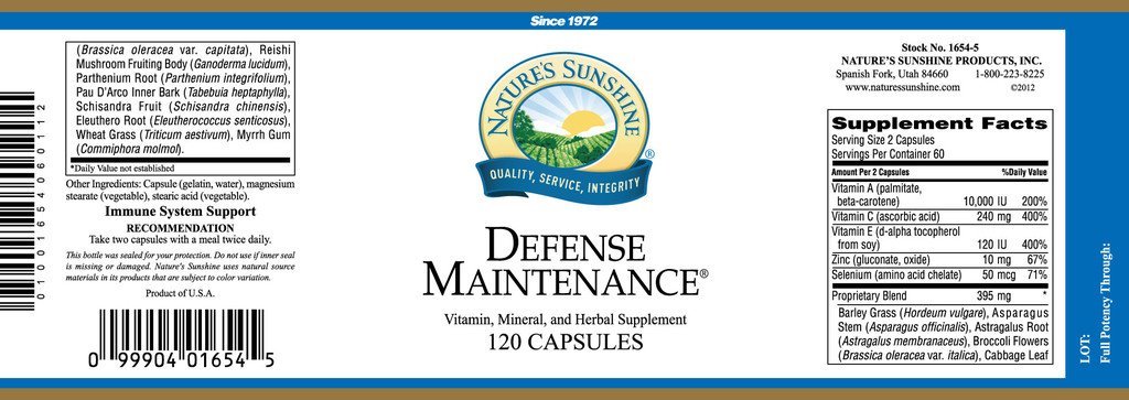 Nature's Sunshine Defense Maintenance® (120 caps) - Nature's Best Health Store