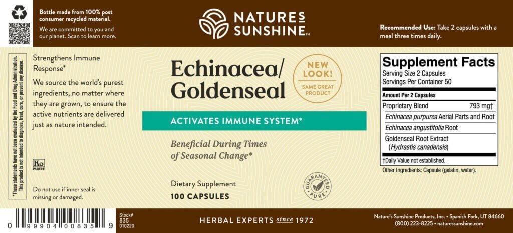 Nature's Sunshine Echinacea/Golden Seal (100 caps) - Nature's Best Health Store