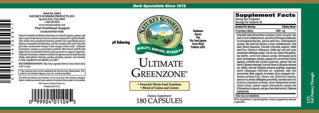 Nature's Sunshine GreenZone®, Ultimate (180 caps) - Nature's Best Health Store