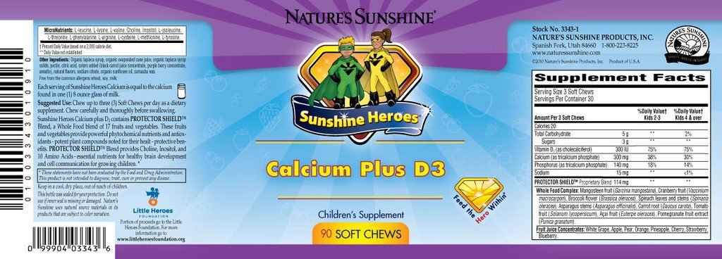 Nature's Sunshine Heroes Calcium Plus D3 (90 Soft chews) - Nature's Best Health Store