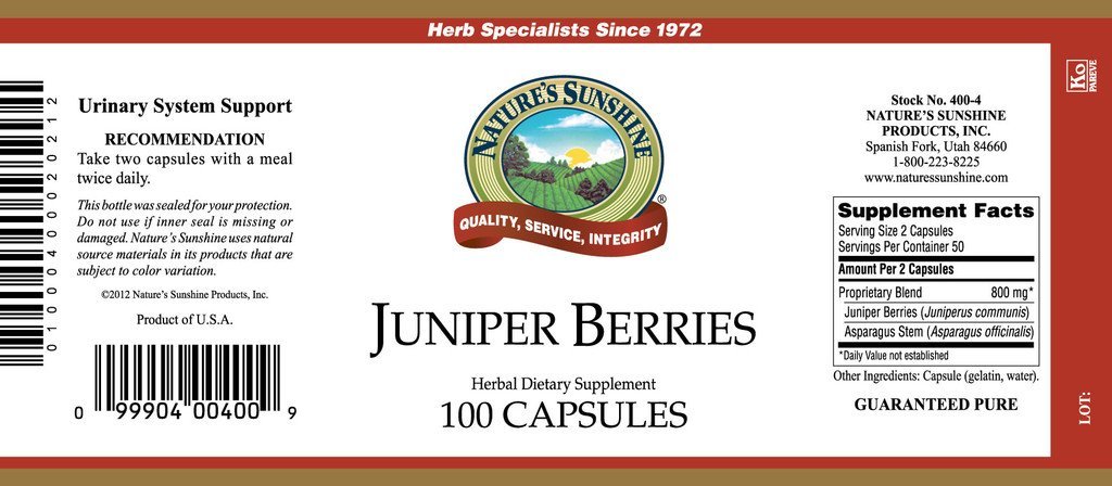Nature's Sunshine Juniper Berries (100 caps) - Nature's Best Health Store