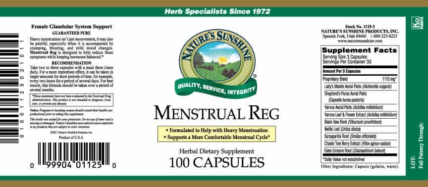 Nature's Sunshine Menstrual Reg (100 caps) - Nature's Best Health Store
