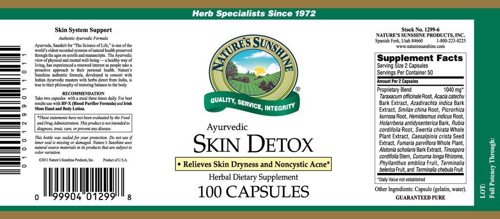 Nature's Sunshine Skin Detox, Ayurvedic (100 caps) - Nature's Best Health Store