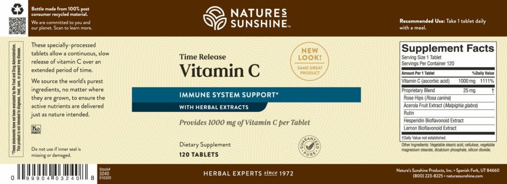 Nature's Sunshine Vitamin C T/R (1000 mg) (120 tabs) NEW SIZE! - Nature's Best Health Store