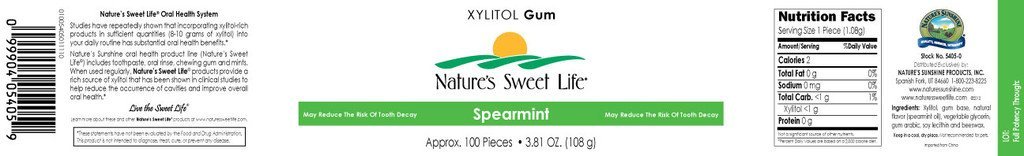 Nature's Sunshine Xylitol Gum (Spearmint) (100) - Nature's Best Health Store