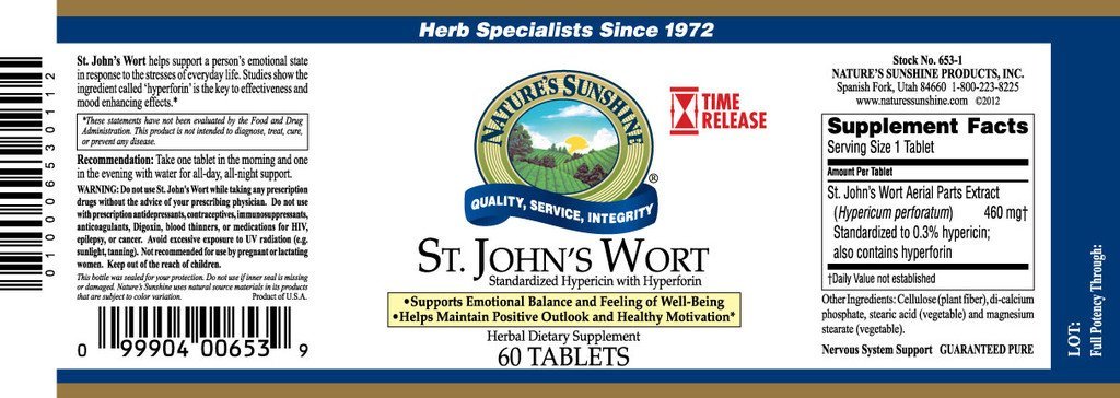 St. John's Wort Conc. T/R (60 tabs) - Nature's Best Health Store