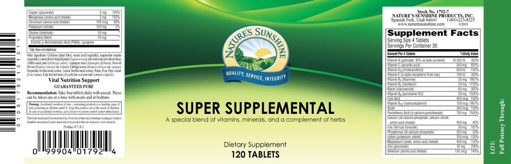 Super Supplemental Vit. & Min. (120 tabs) - Nature's Best Health Store