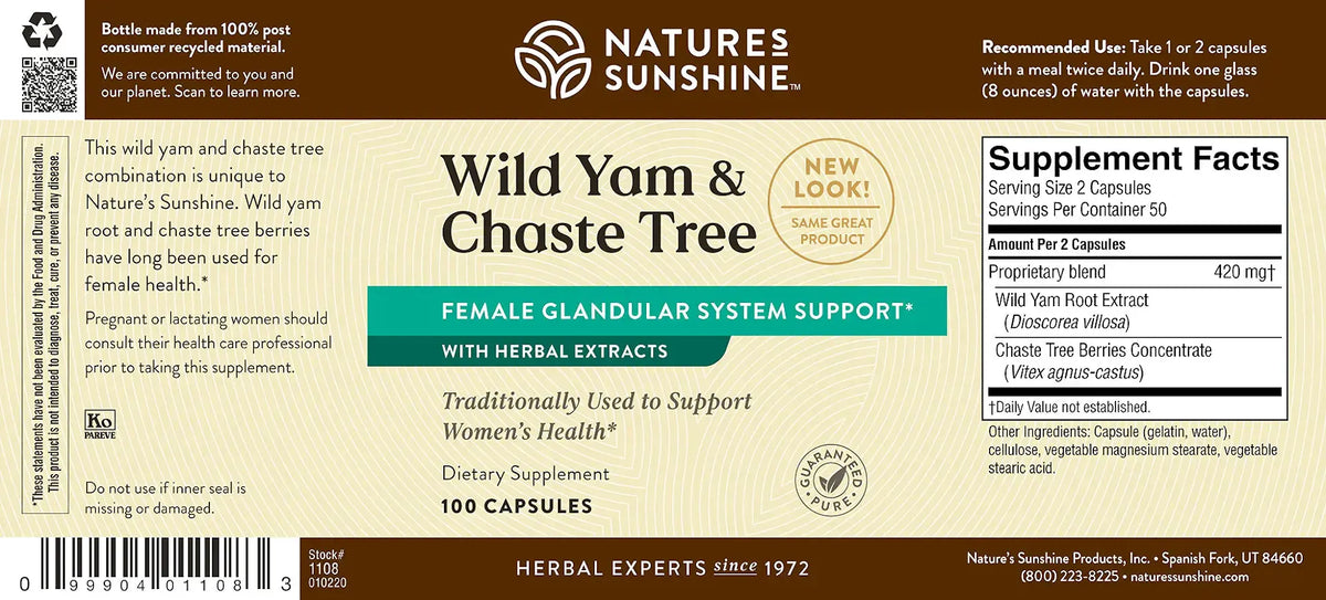 Nature's Sunshine Wild Yam & Chaste Tree (100 caps)