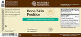 The back of a Nature's Sunshine Bone/Skin Poulte dietary supplement box, showing the supplement facts panel, ingredients list, and barcode on a beige background.