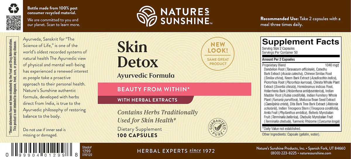 Nature's Sunshine Skin Detox, Ayurvedic (100 caps)
