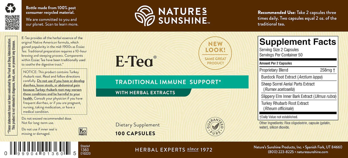 Nature's Sunshine E-Tea (100 caps)