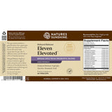 Natures Sunshine Eleven Elevated Delayed Release probiotic supplement packaging, featuring a brown and beige label with a supplement facts panel on the right.