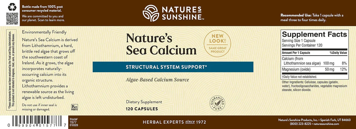 Nature's Sunshine Structural Support herbal supplement label showing product details, ingredients, and supplement facts on a tan and brown background.