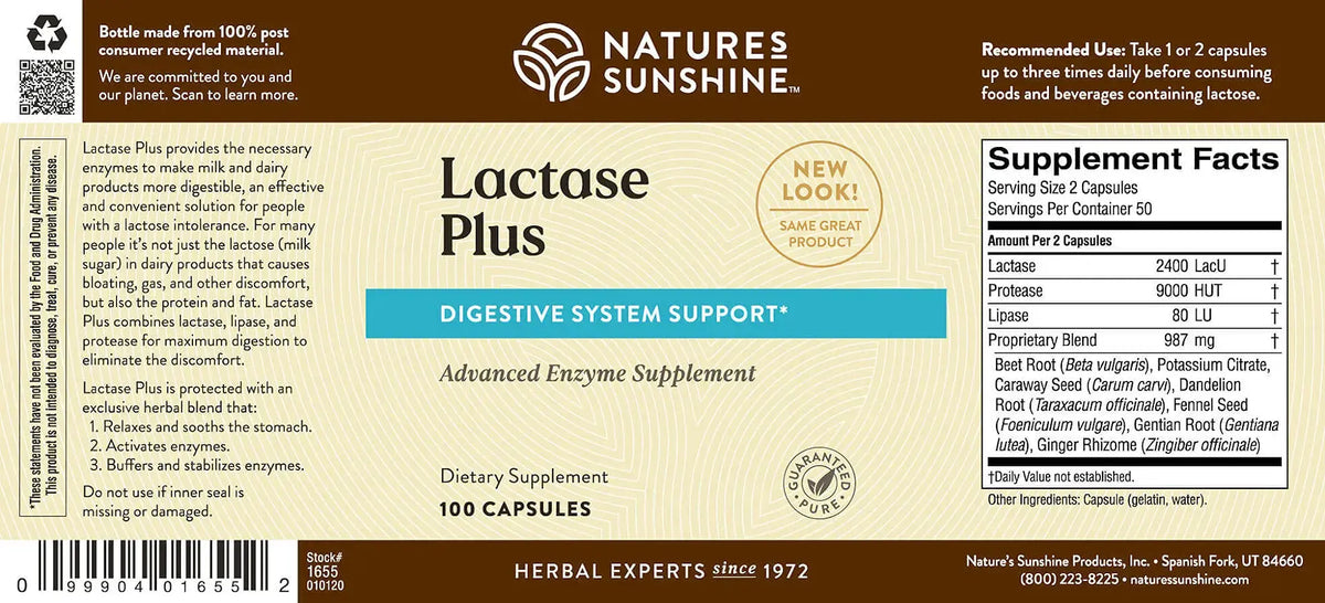 Nature's Sunshine Lactase Plus (100 caps)