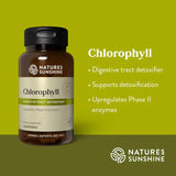 Natures Sunshine Chlorophyll supplement bottle on a green background
