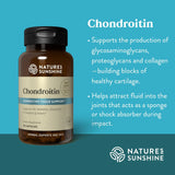 Nature's Sunshine Chondroitin dietary supplement bottle on a teal background with product information text on the right.