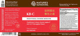Natures Sunshine KB-C Traditional Chinese Medicine dietary supplement box front label, featuring a red and white design with product details, ingredients, and a supplement facts panel.