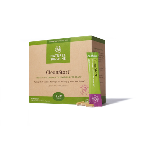 Nature's Sunshine CleanStart dietary supplement packaging on a white background