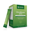 Nature's Sunshine UltraBiome DTX dietary supplement box in green, shown with a single stick pack standing in front on a clean white background.