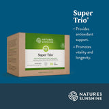 Natures Sunshine Super Trio supplement package on a blue background