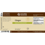 Front of a Nature's Sunshine Ginger Digestive System Support dietary supplement box, showing the brand name, product name, supplement facts panel, and barcode on a white background.
