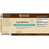 Natures Sunshine Equilibrium dietary supplement box packaging, featuring a brown and white design with a teal accent banner and product details.