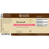 Front of a Nature's Sunshine Horsetail dietary supplement box, showing the brand name, product name, supplement facts panel, and barcode on a white background.