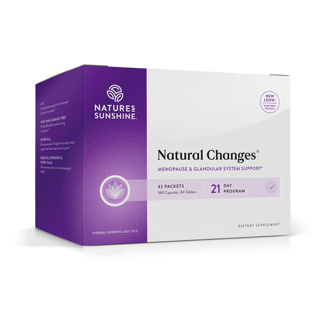 Natures Sunshine Natural Changes dietary supplement box on a white background