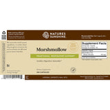 Front of a Natures Sunshine Marshmallow Traditional Respiratory Support dietary supplement box, showing the label design with product name, supplement facts panel, barcode, and branding on a white background.