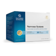 Natures Sunshine Nervous System dietary supplement box, 60 packets, 30 day program, featuring a blue and white design with gold accents.