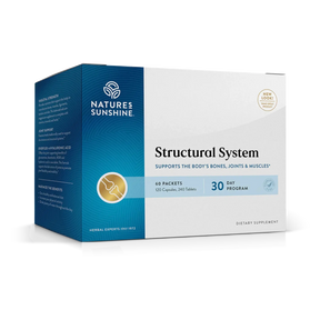 Nature's Sunshine Structural System dietary supplement box, 30-day program, 60 packets, shown on a clean white background.