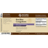 Natures Sunshine Bacillus Coagulans dietary supplement box packaging, featuring a brown and beige design with purple accents and a Supplement Facts panel on the right.