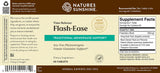 Front and back views of a Nature's Sunshine Flash-Ease dietary supplement box, showing the beige and brown label design with product details, ingredients, and supplement facts.