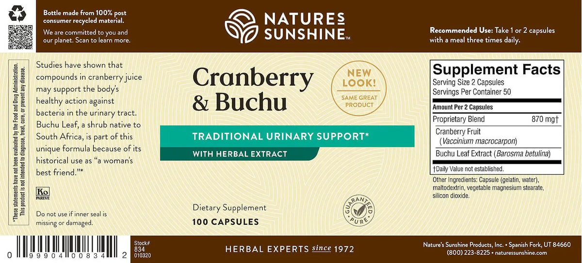Nature's Sunshine Cranberry & Buchu Concentrate (100 caps)