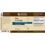 Natures Sunshine Zinc Lozenge label on a white background