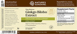 Front and back label of Nature's Sunshine Ginkgo Biloba Extract dietary supplement, showing product name, supplement facts, and usage information on a white background.