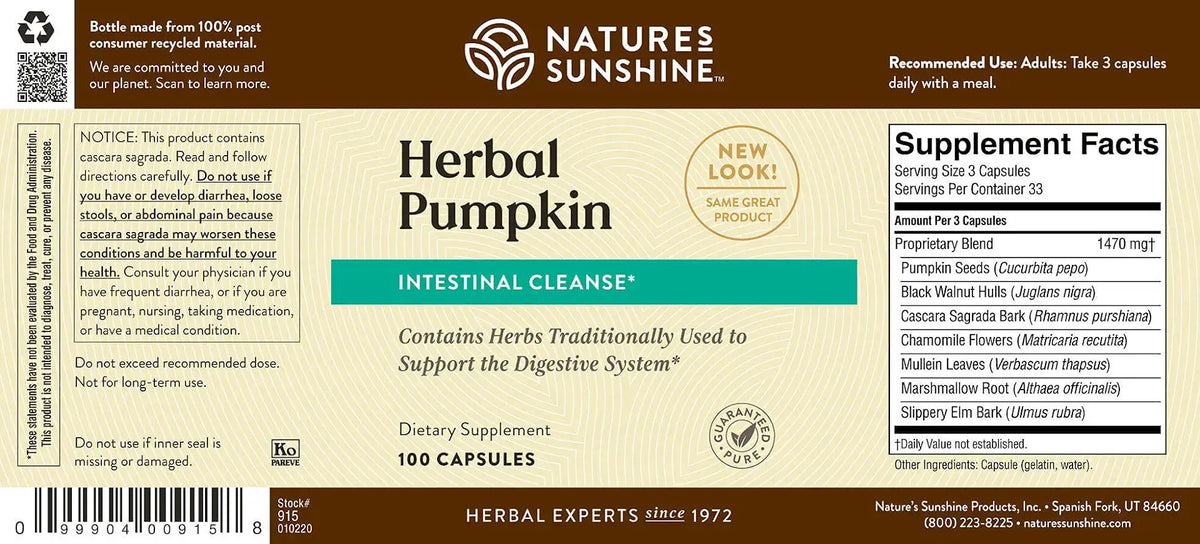 Nature's Sunshine Herbal Pumpkin (100 caps)