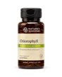 A bottle of Nature's Sunshine Chlorophyll dietary supplement containing 60 softgels, shown on a clean white background.