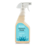 A bottle of Nature's Fresh air natural cleaning spray by Nature's Sunshine, featuring a beige plastic bottle with a light blue and white label, and a clear trigger spray top, set against a plain white background.