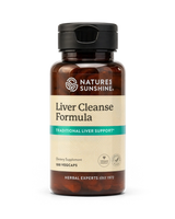 A bottle of Nature's Sunshine Liver Cleanse Formula dietary supplement, containing 100 vegcaps, shown on a clean white background.