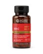 A bottle of Nature's Sunshine KB-C Traditional Chinese Medicine dietary supplement, featuring a dark amber bottle, black cap, and a red label with gold and white text.