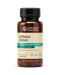 A bottle of Nature's Sunshine Cellular Detox dietary supplement with a black cap and amber-brown bottle, shown on a clean white background.