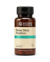 A bottle of Nature's Sunshine Bone/Skin Poultice dietary supplement, containing 100 capsules, shown on a clean white background.