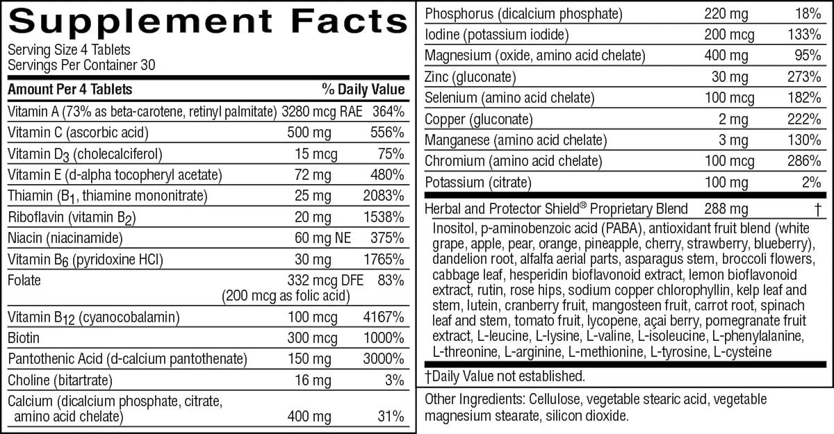 Super Supplemental Vitamin & Mineral Without Iron (120 tabs)
