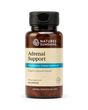 Nature's Sunshine Adrenal Support dietary supplement bottle with a black cap and amber-brown container, shown on a white background.