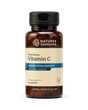 Nature's Sunshine Time Release Vitamin C dietary supplement bottle with amber glass and a black cap, shown on a white background.