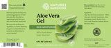 Natures Sunshine Aloe Vera Gel label with green background and aloe vera images.